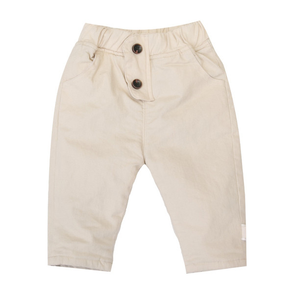 Pantaloni moderni pentru copii cu nasturi pentru baieti in negru si bej