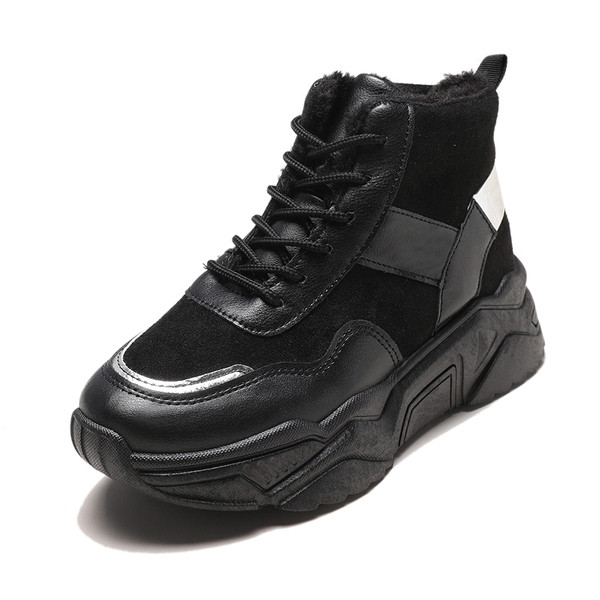 Adidași moderni de damă cu căptușeală moale și șireturi în negru