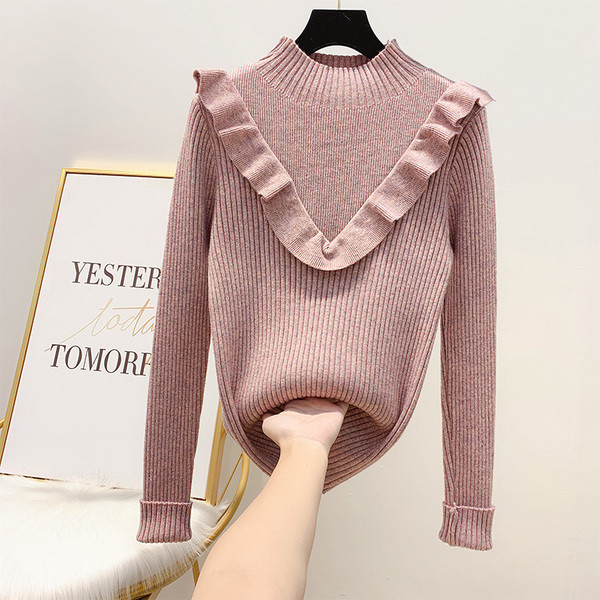 Pulover de dama modern cu guler polo in mai multe culori