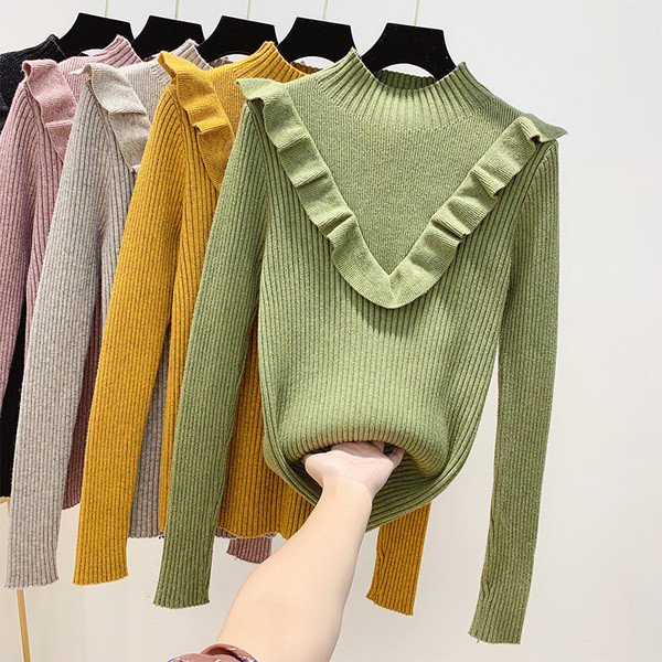 Pulover de dama modern cu guler polo in mai multe culori