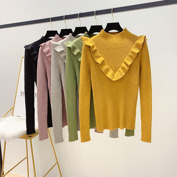 Pulover de dama modern cu guler polo in mai multe culori