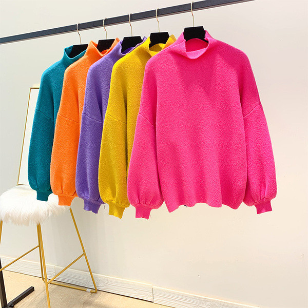 Pulover de dama HIT cu guler inalt in cinci culori