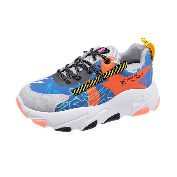 Adidasi casual dama cu aplicatie colorata si talpa inalta