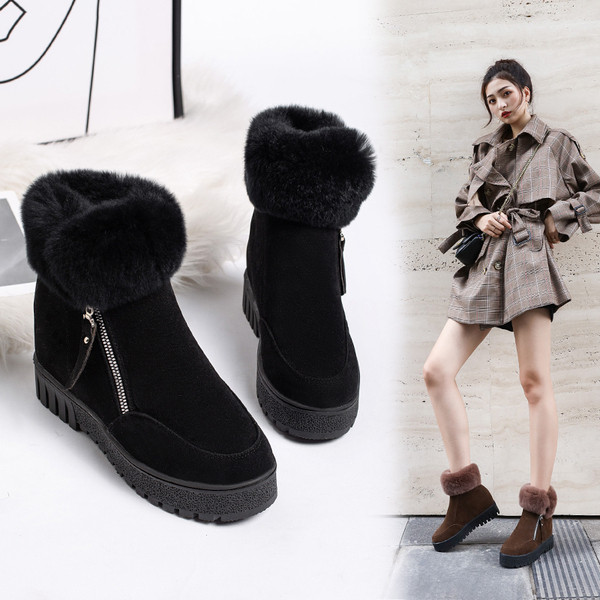 Ghete moderne de damă cu căptușeală moale și fermoar în verde, maro și negru