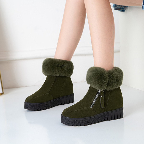 Ghete moderne de damă cu căptușeală moale și fermoar în verde, maro și negru