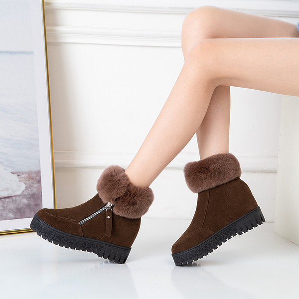 Ghete moderne de damă cu căptușeală moale și fermoar în verde, maro și negru