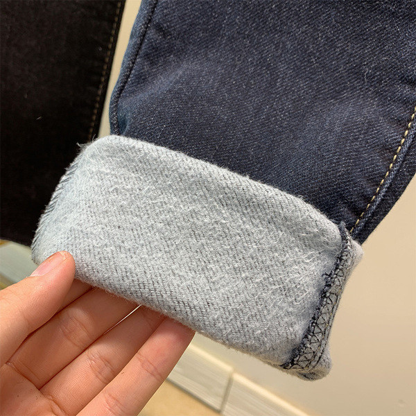 Blugi de dama in negru si albastru - talie inalta