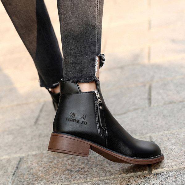 Cizme casual dama din piele cu toc mic gros in doua culori