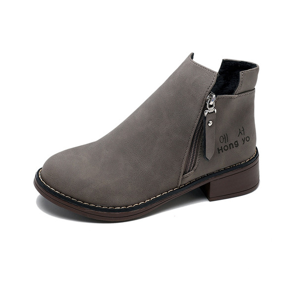 Cizme casual dama din piele cu toc mic gros in doua culori