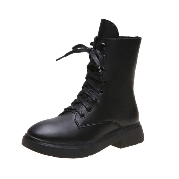 Ghete de dama moderne din piele ecologica si sireturi in negru