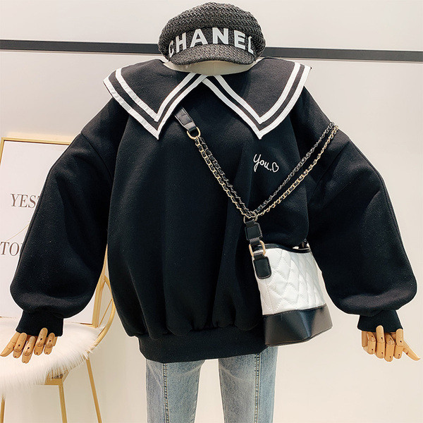 Pulover de dama cu guler in trei culori - model larg