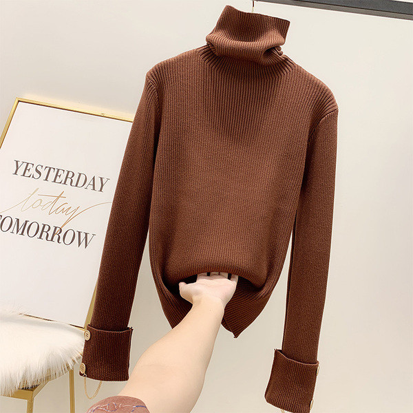 Pulover de dama cu nasturi si guler polo in mai multe culori