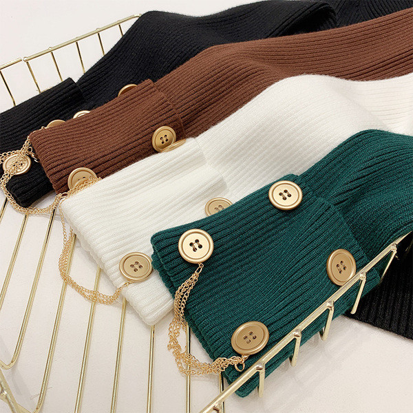 Pulover de dama cu nasturi si guler polo in mai multe culori