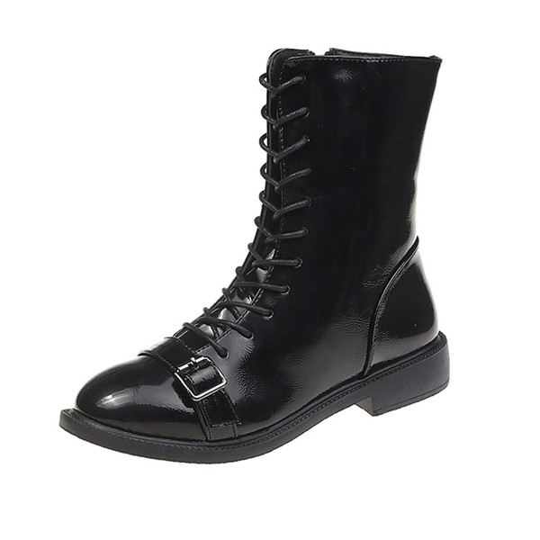 Cizme moderne de dama cu sireturi in negru si maro