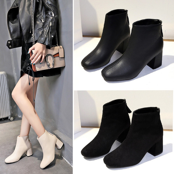 Cizme de dama toamna-iarna cu toc gros