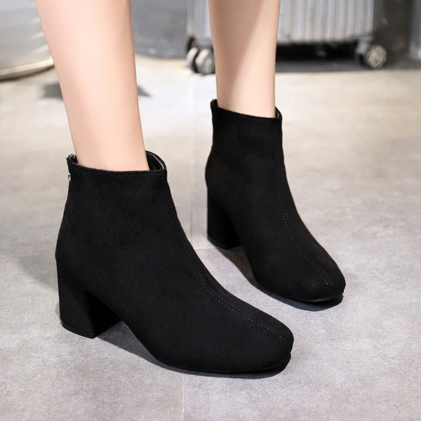 Cizme de dama toamna-iarna cu toc gros