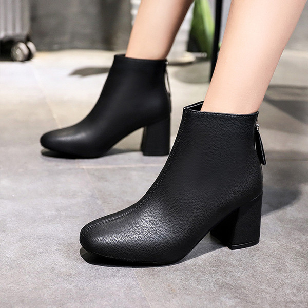 Cizme de dama toamna-iarna cu toc gros