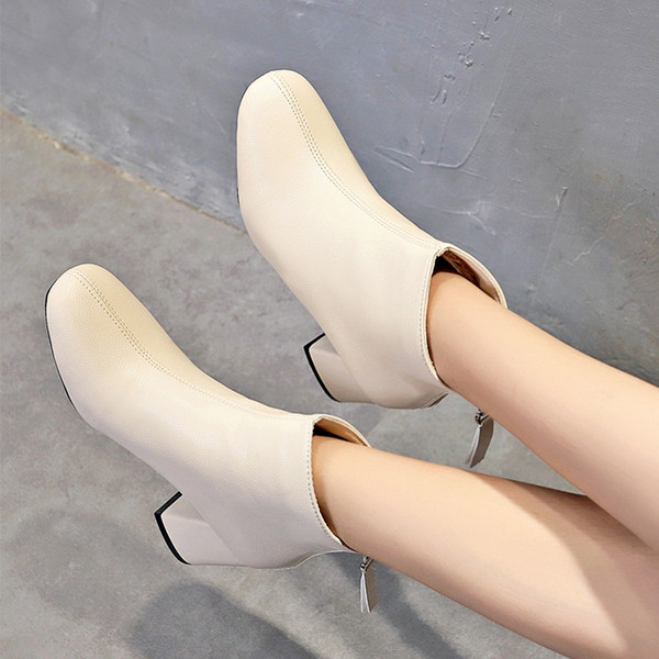 Cizme de dama toamna-iarna cu toc gros