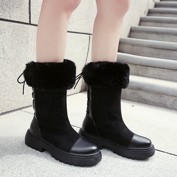 Cizme casual de damă cu căptușeală moale și talpă groasă de culoare maro și negru