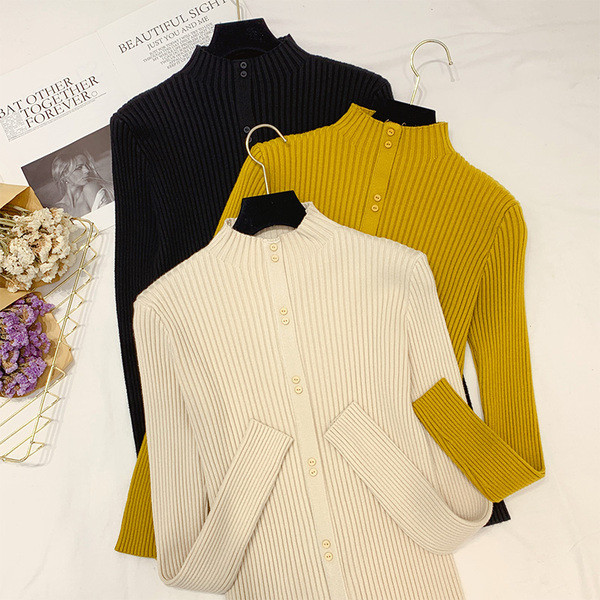 Pulover de dama modern cu nasturi in mai multe culori