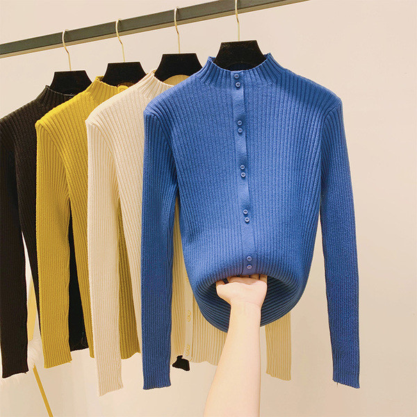 Pulover de dama modern cu nasturi in mai multe culori