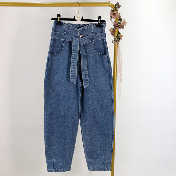 Blugi lungi cu curea - model larg