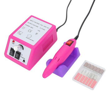 Ηλεκτρικό τρόχος για μανικιούρ και πεντικιούρ με έξι εξαρτήματα σε γκρι, ροζ, άσπρο και μοβ χρώμα
