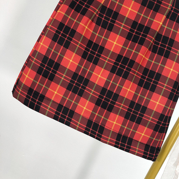 Fusta scurta casual in carouri cu fermoar