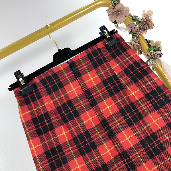 Fusta scurta casual in carouri cu fermoar