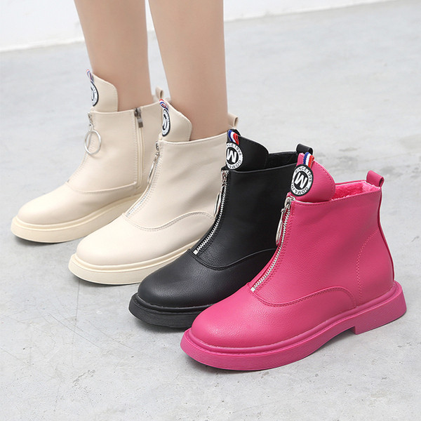 Cizme de dama din piele cu talpa plate in roz, negru si alb