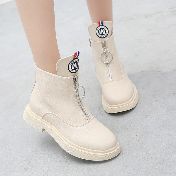 Cizme de dama din piele cu talpa plate in roz, negru si alb