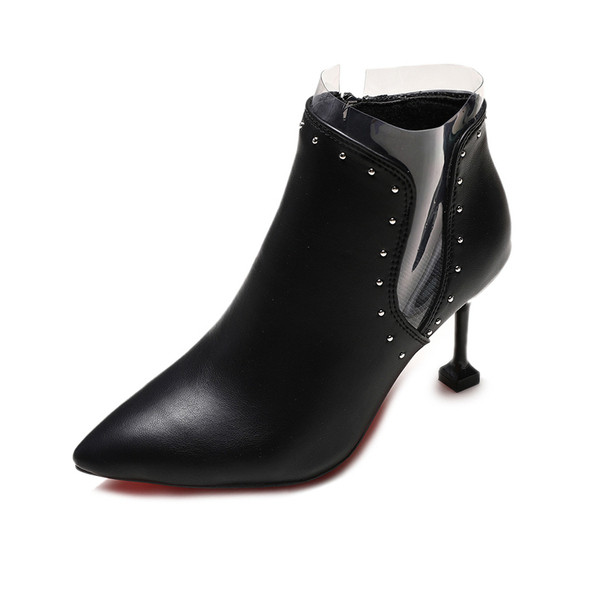 Pantofi de dama din piele cu toc subtire de culoare neagra