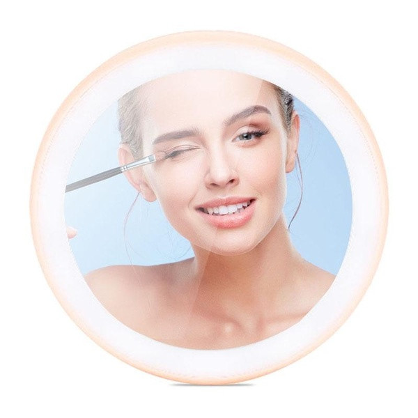 Oglinda rotunda cu lumini LED in roz, verde si albastru