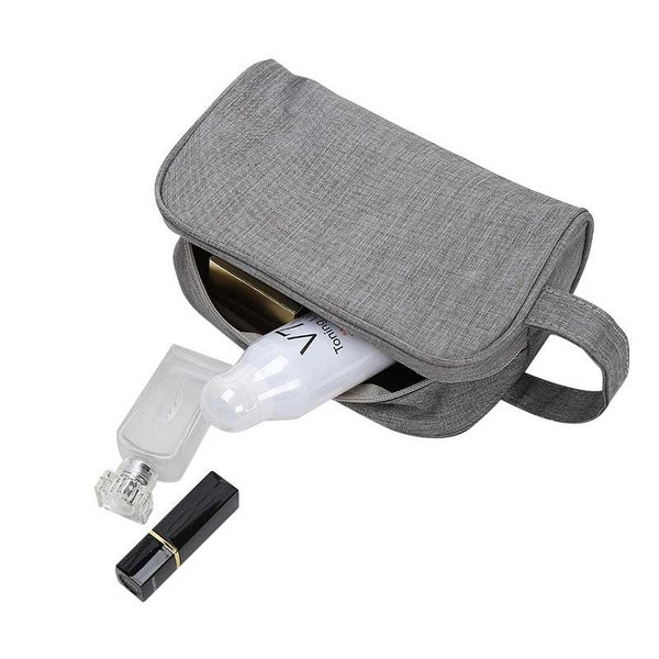 Несесер за тоалетни принадлежности и гримове в кафяв, син и сив цвят 