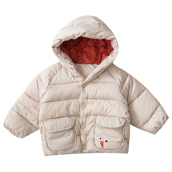 Geaca de iarna pentru baieti pentru copii cu gluga si nasturi in bej, galben, rosu si negru