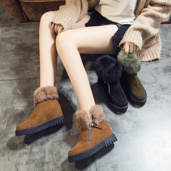Cizme casual dama cu puf si fermoar in trei culori