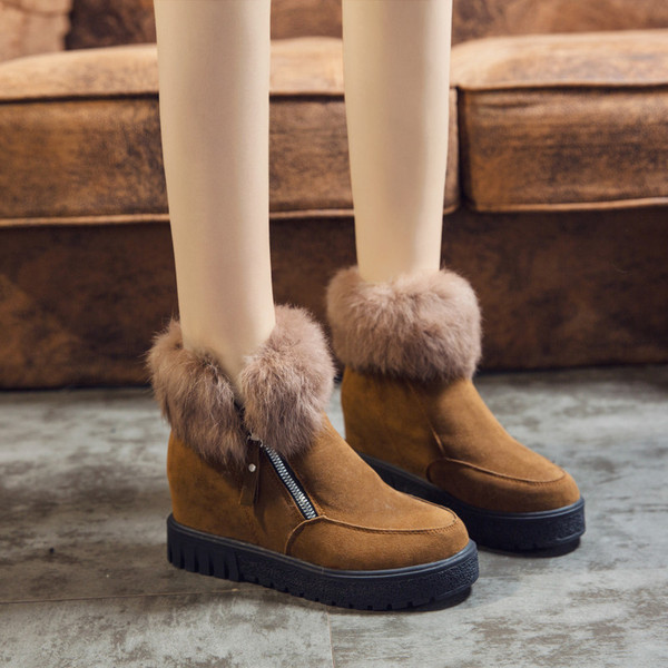 Cizme casual dama cu puf si fermoar in trei culori