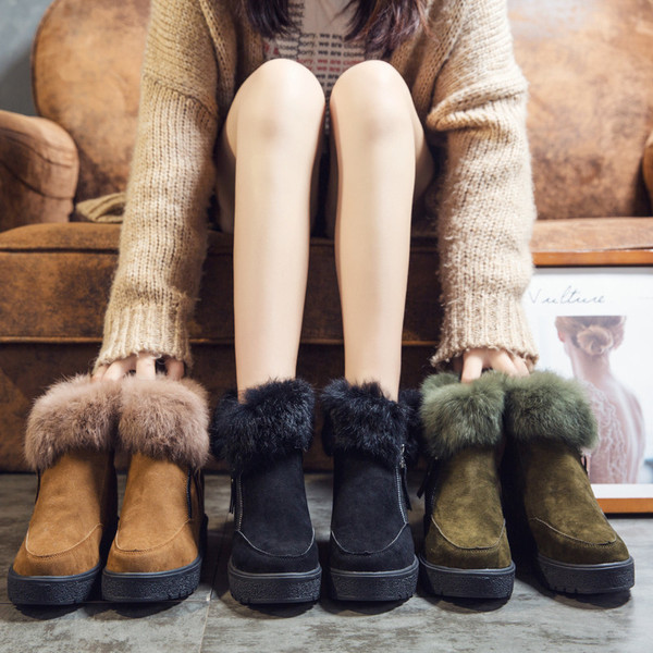 Cizme casual dama cu puf si fermoar in trei culori