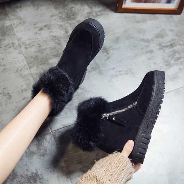 Cizme casual dama cu puf si fermoar in trei culori