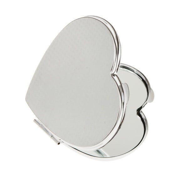 Heart-shaped pocket cosmetic mirror in silver color