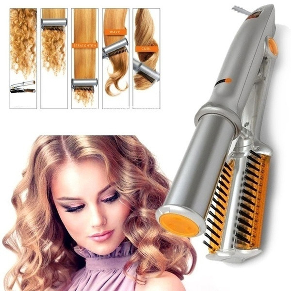 Πρέσα μαλλιών και βούρτσα  για εύκολη ευθυγράμμιση και μπούκλα με προστατευτική επικάλυψη