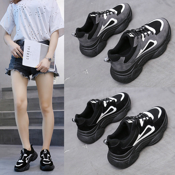 Cizme casual de dama cu sireturi si talpa groasa in gri si negru