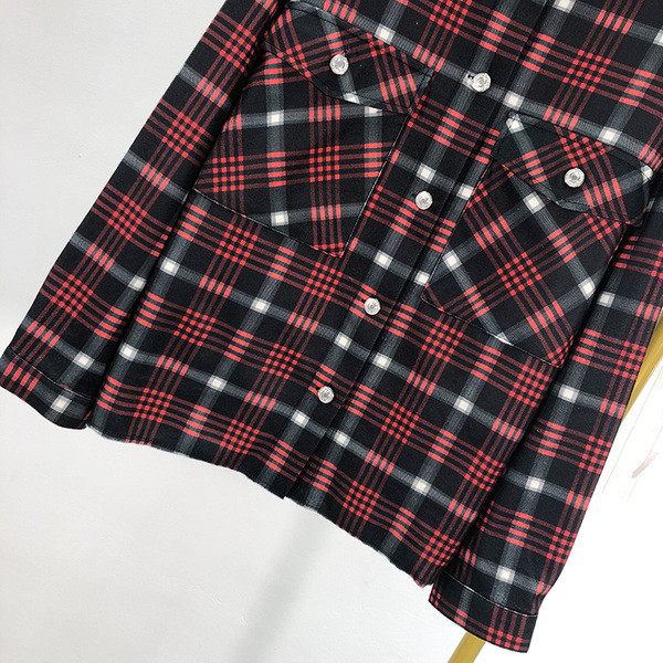 Cămașă în carouri casual, lată, cu nasturi