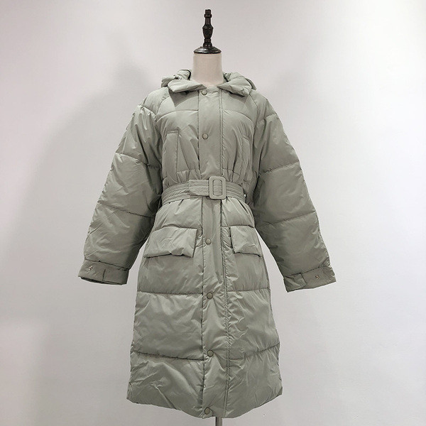 Geaca de iarna lunga cu buzunare si fermoar in bej si gri