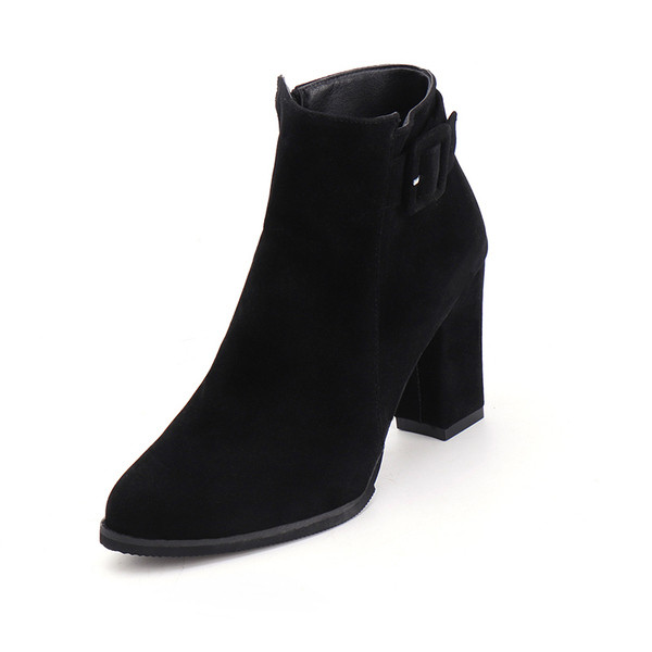 Cizme de dama elegante cu toc inalt si catarama in bej si negru