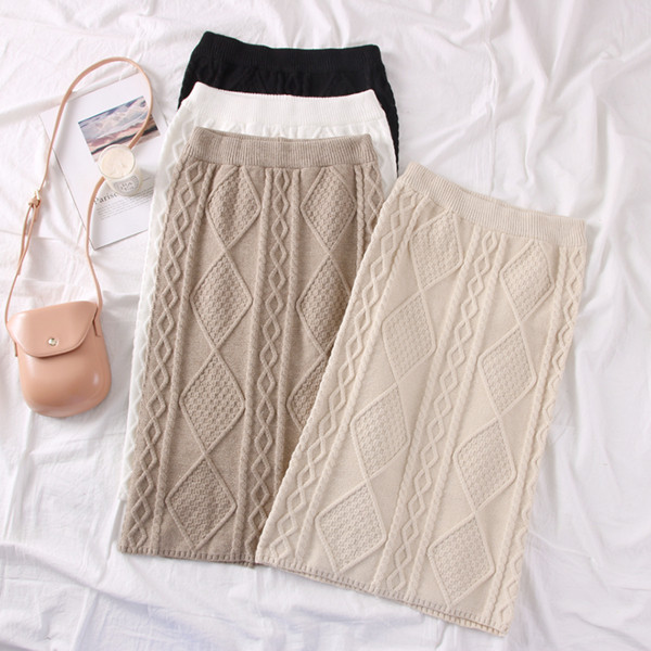 Fusta dama tricotata model nou in maro, alb, negru si bej