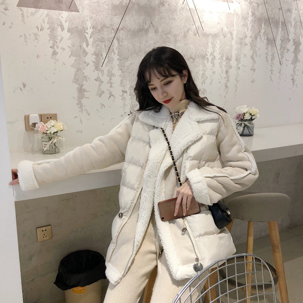 Női téli kabát fűzős fehér színben