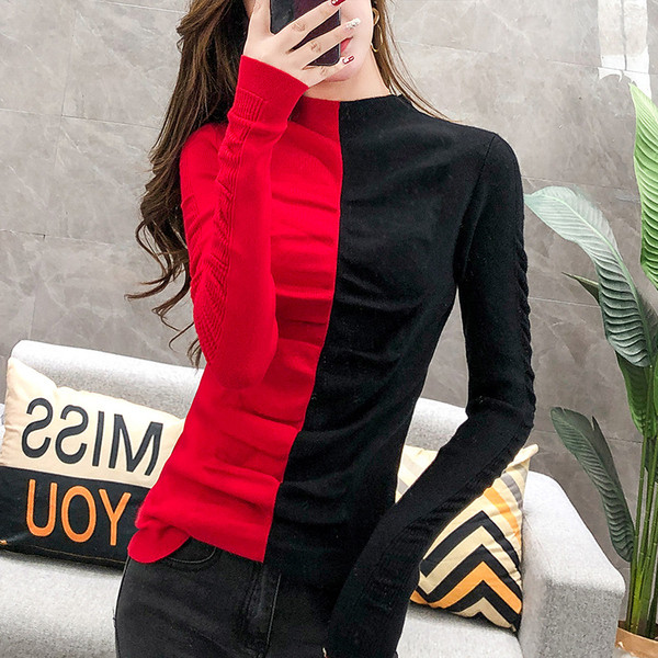 Bluza casual dama toamna-iarna cu guler inalt in mai multe culori