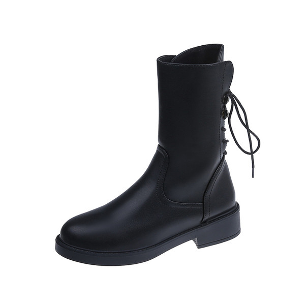 Ghete de dama moderne din piele ecologica si sireturi in negru