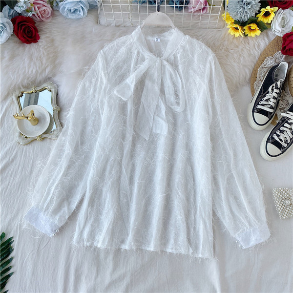 Cămașă modernă de damă cu panglică în trei culori